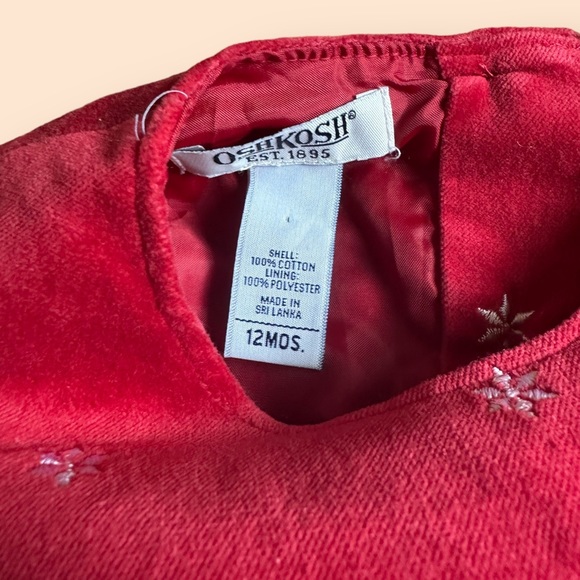 NWT Baby OshKosh B’Gosh Red Velvet Snowflake One Piece Outfit Holiday 12 Mon - Picture 6 of 7